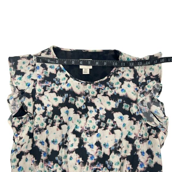 Reiss Sz 8 Medium Dress in Multicolor w Black White and Blue Floral Print Knee-l - Picture 12 of 14